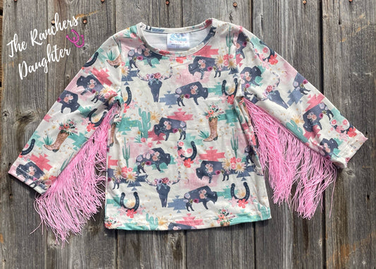 Shea Baby Longsleeve Wild Buffalo Fringe Top