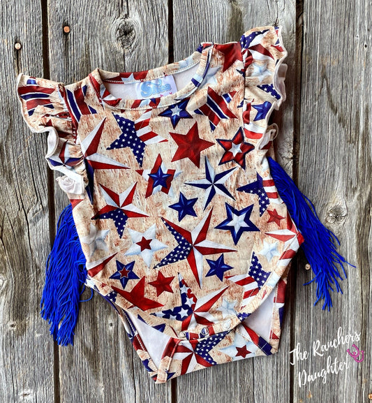 Shea Baby Patriotic Fringe Onesie