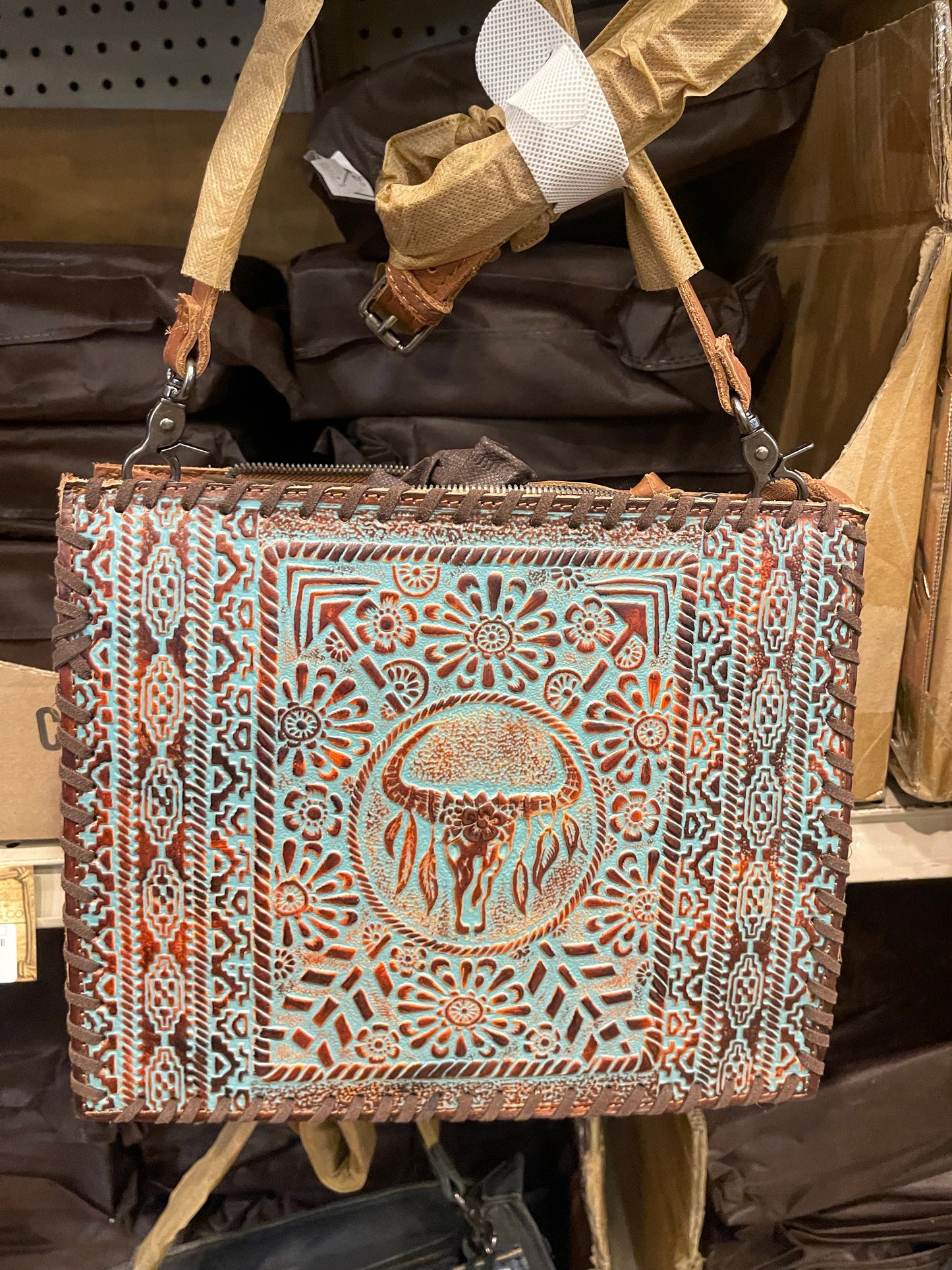 Tooled Cowskull Chain Purse