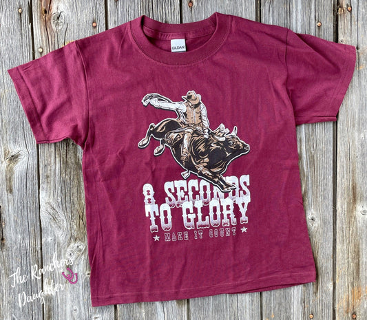 Boys Burgundy 8 Seconds to Glory Tee