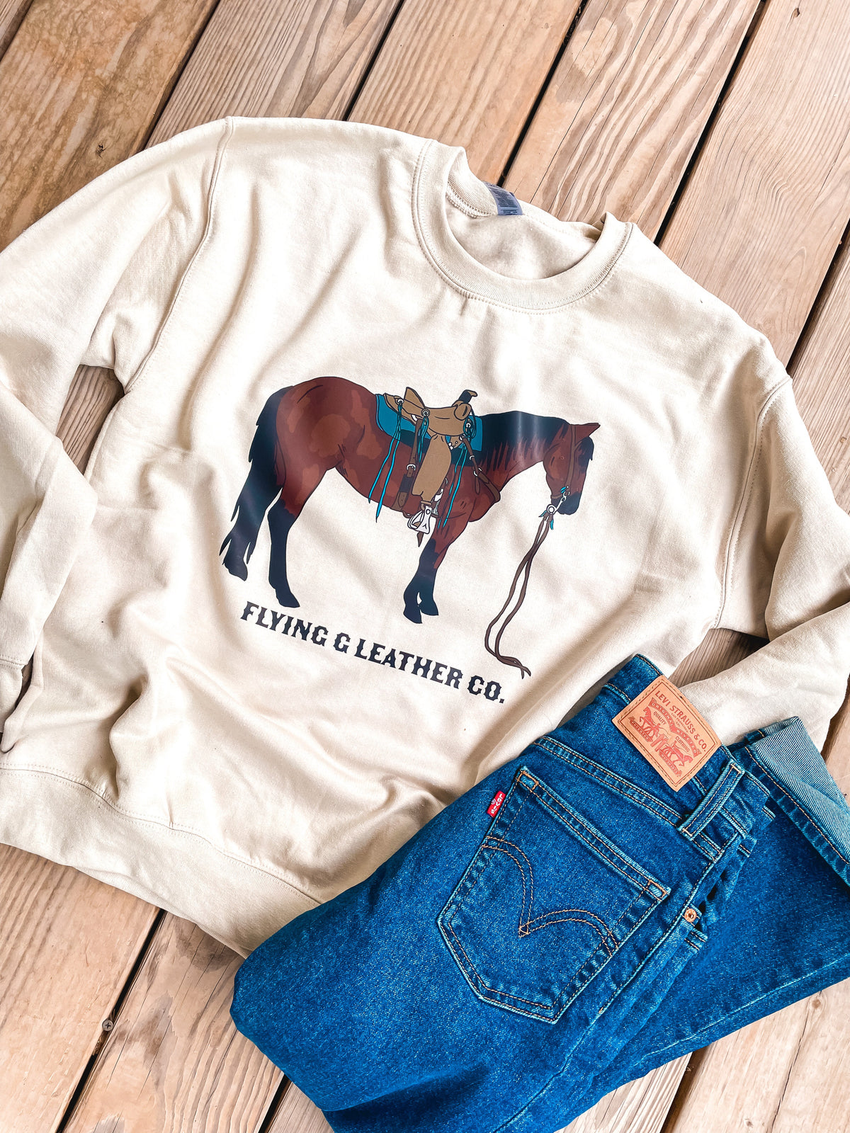 Ranch Horse Bay Crewneck (Tan)