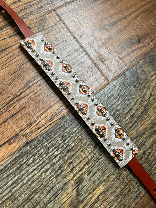 Tan/Orange Aztec Leather Wither Strap