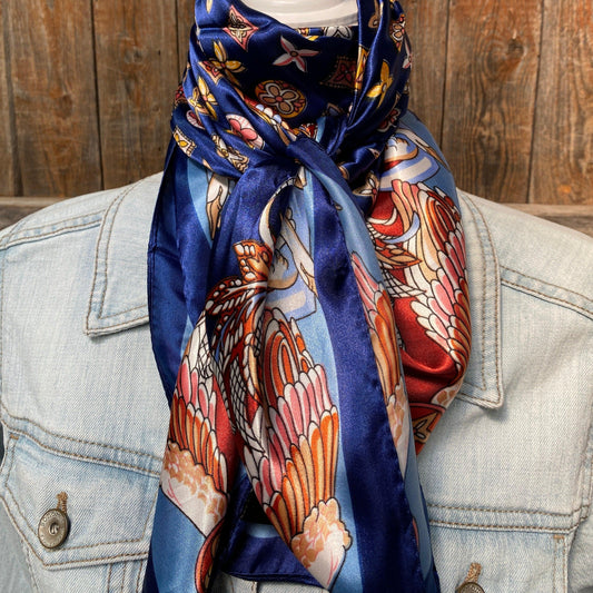 35X35"  Blue Multi-Floral Wild Rag / Scarf WR914