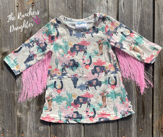 Shea Baby Long Sleeve Wild Buffalo Fringe Dress