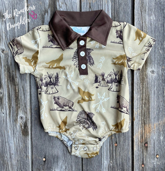 Shea Baby Coyote Polo Onesie