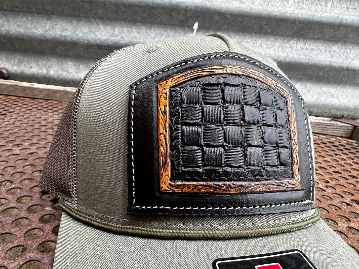 Hand tooled Cowboy Bright Cut Stamped Cap