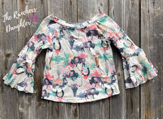 Shea Baby Bell Sleeve Wild Buffalo Top