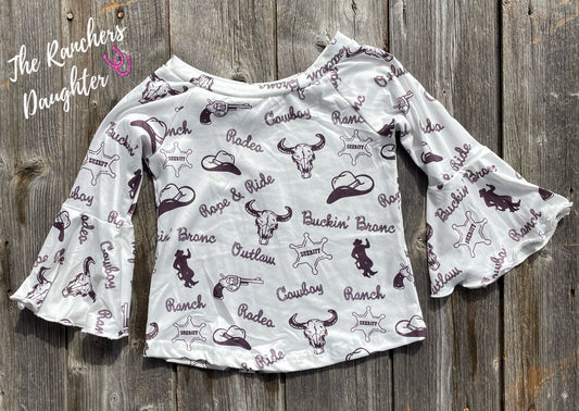 Shea Baby Bell Sleeve White Outlaw Top