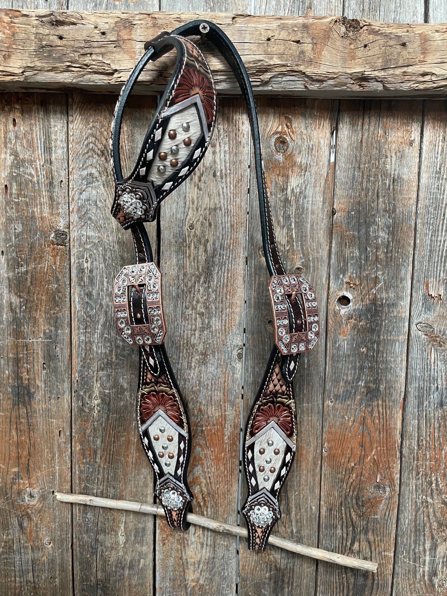 Cowhide Clear Browband/One Ear Tack Set #BBBC472