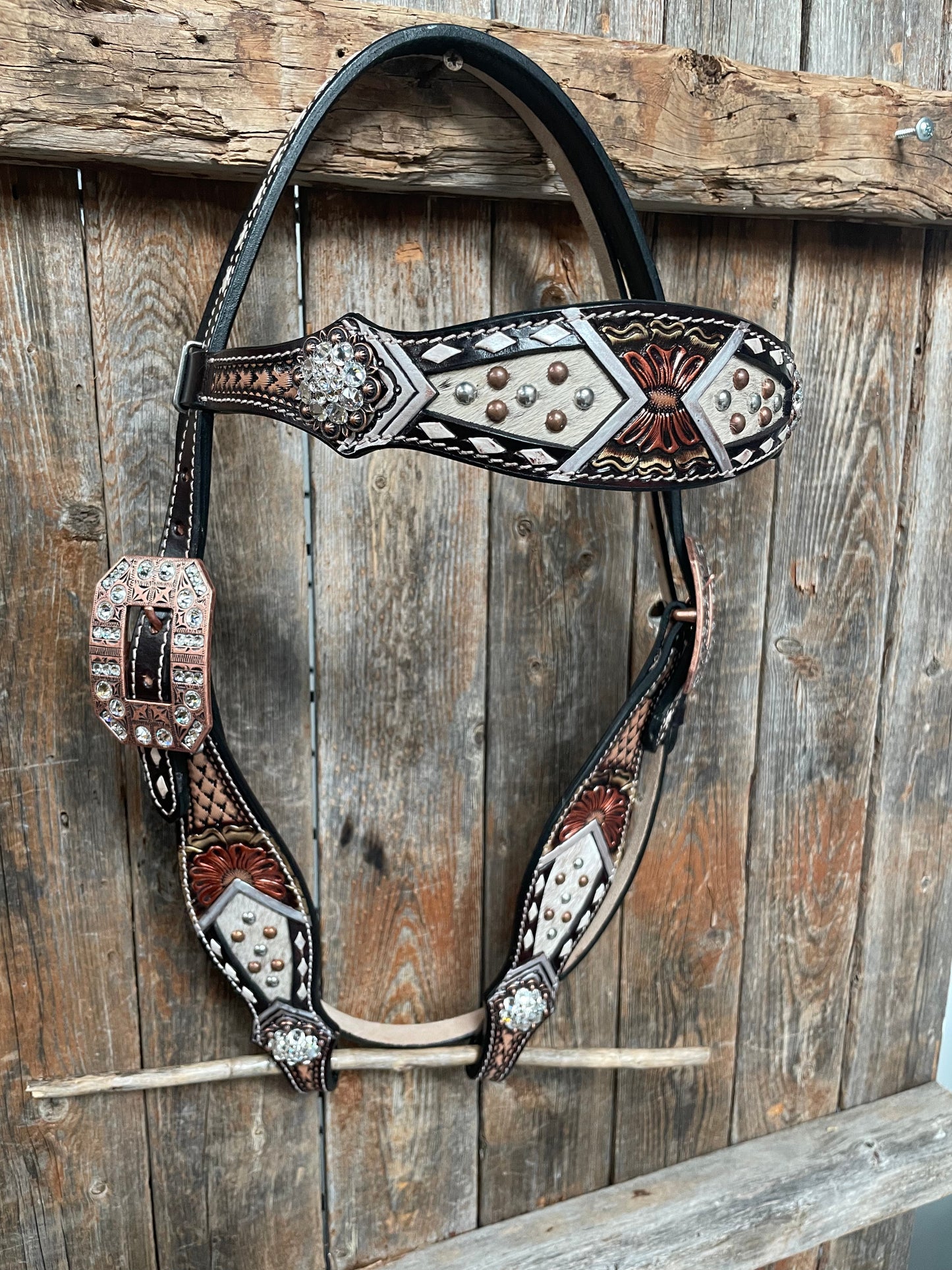 Cowhide Clear Browband/One Ear Tack Set #BBBC472