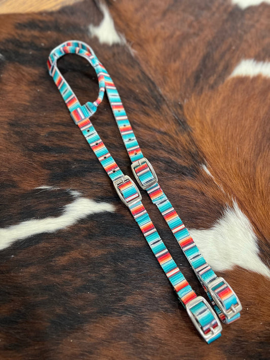 Teal Serape Nylon One Ear Headstall