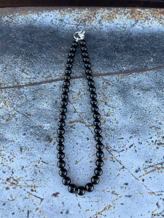 Brier Handmade Black Onyx Beaded Necklace - 15.5 Inch