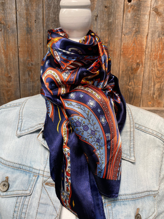 35X35"  Blue Hippie Paisley Wild Rag / Scarf WR906