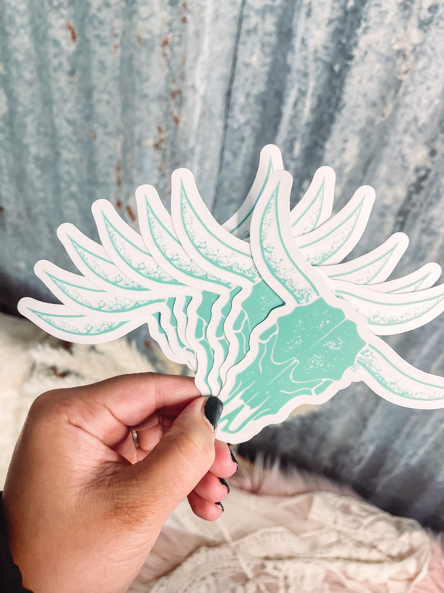 Large Mint Logo Skull - Clear Sticker