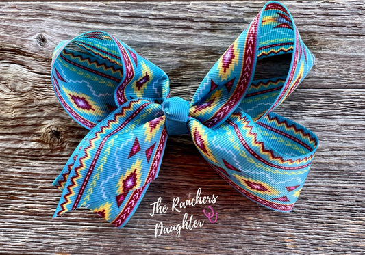Shea Baby Turquoise Aztec Bow