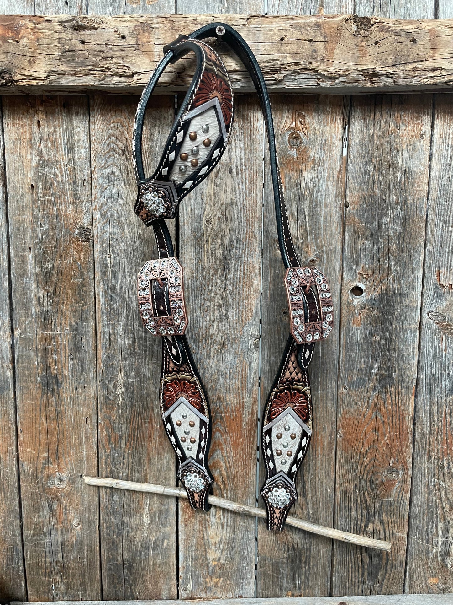 Cowhide Clear Browband/One Ear Tack Set #BBBC472