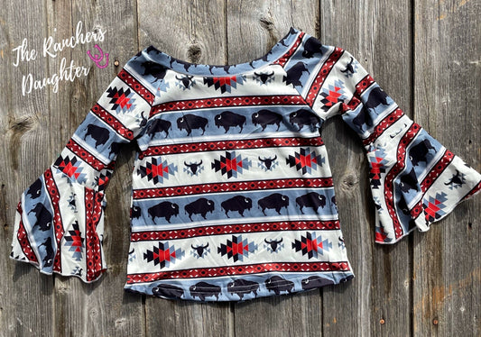 Shea Baby Bell Sleeve Buffalo Top