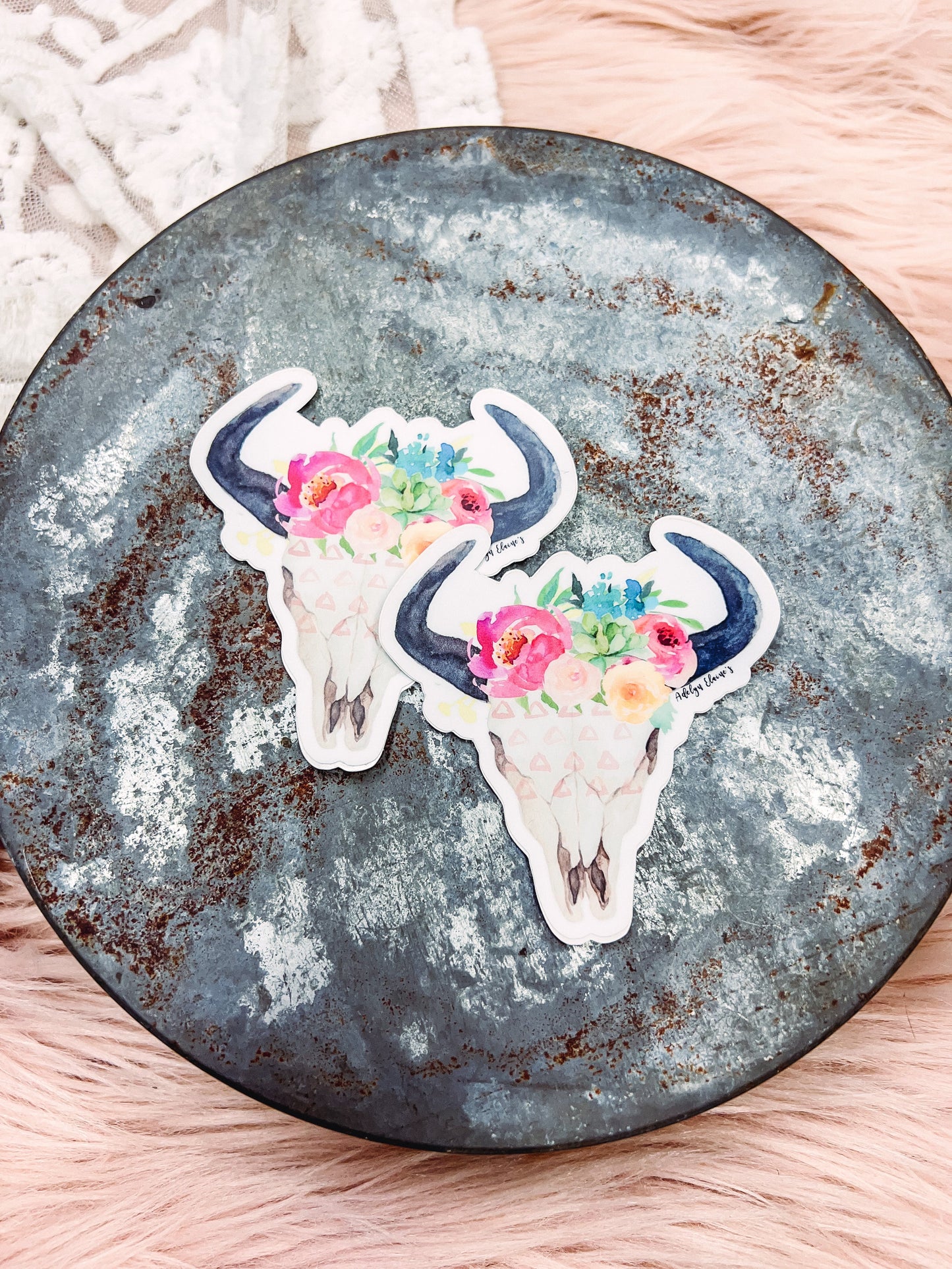 Spring Queen Bull Skull - Sticker
