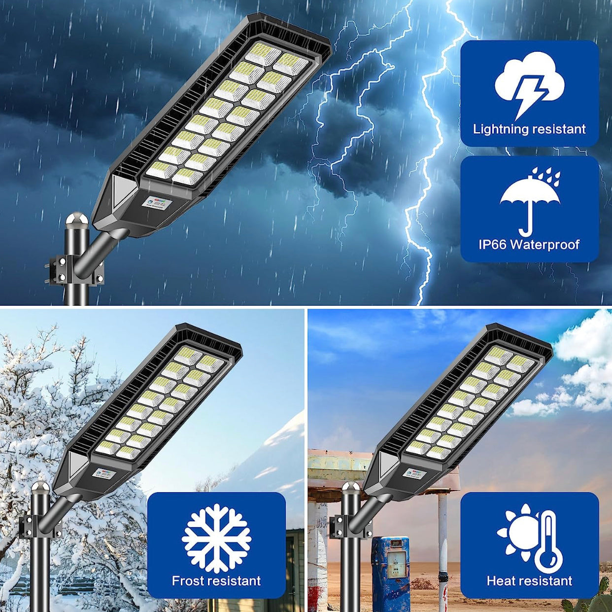 2 Pack 4600W Solar Street Lights Outdoor 190000 Lumens Dusk to Dawn With Remote and Motion Sensor