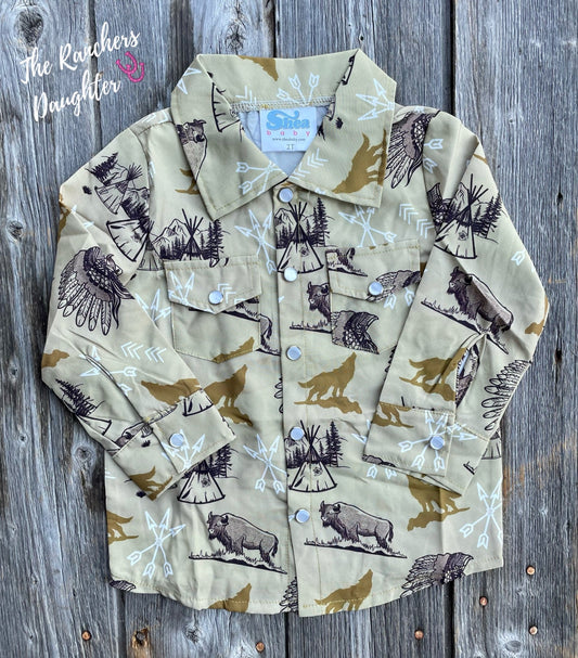 Shea Baby Coyote Pearl Snap Shirt