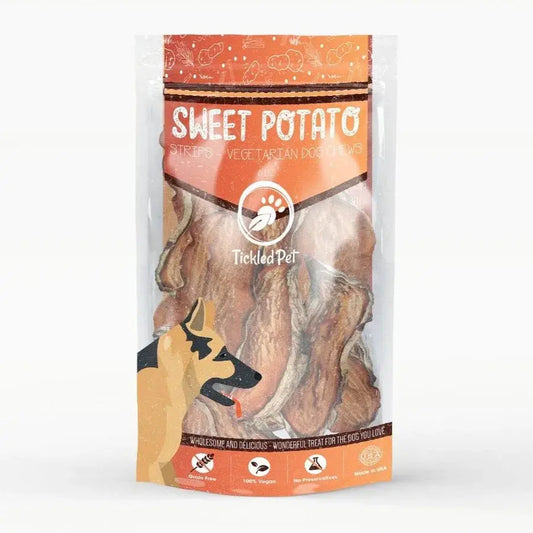 Tickled Pet Sweet Potato Strips Chewy Rawhide Alternative | Dog Treats
