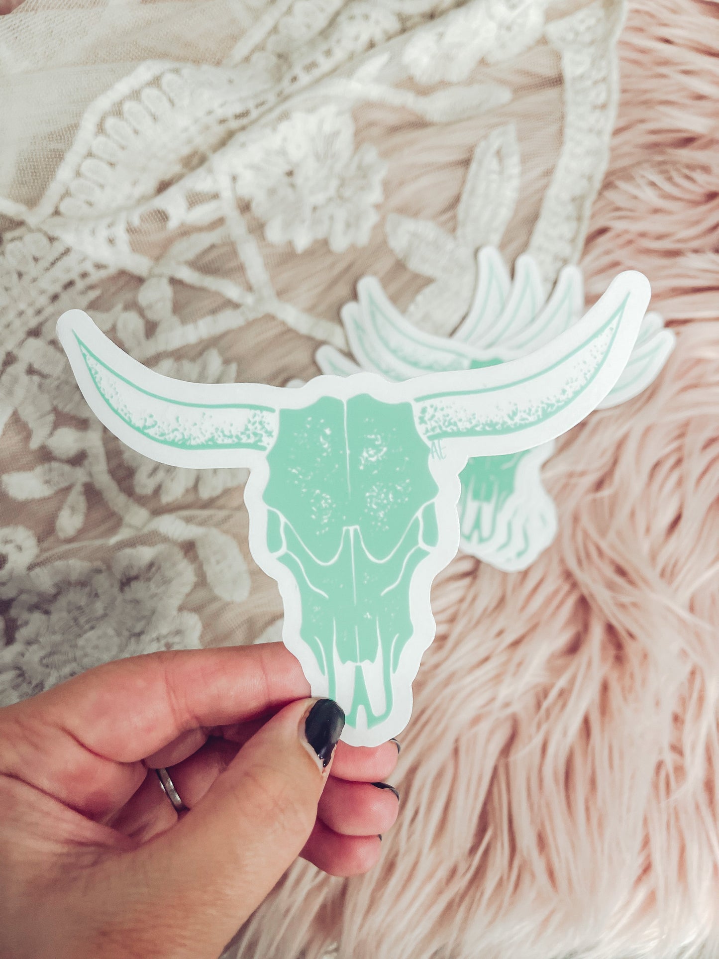 Large Mint Logo Skull - Clear Sticker
