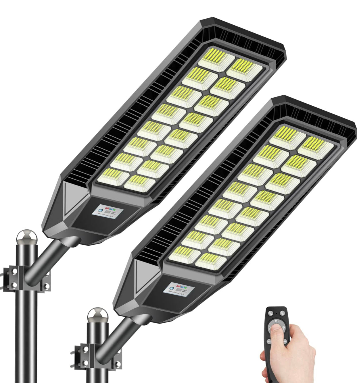 2 Pack 4600W Solar Street Lights Outdoor 190000 Lumens Dusk to Dawn With Remote and Motion Sensor