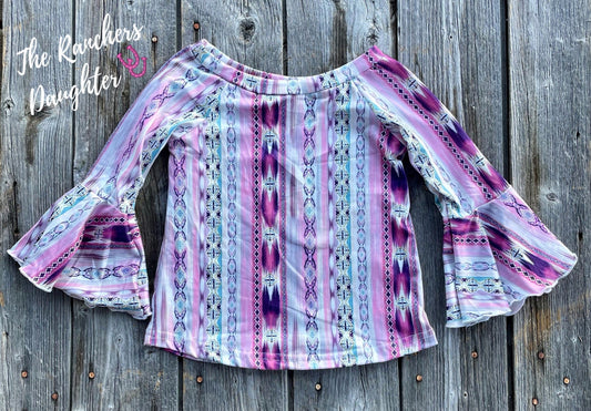 Shea Baby Bell Sleeve Southwest Top