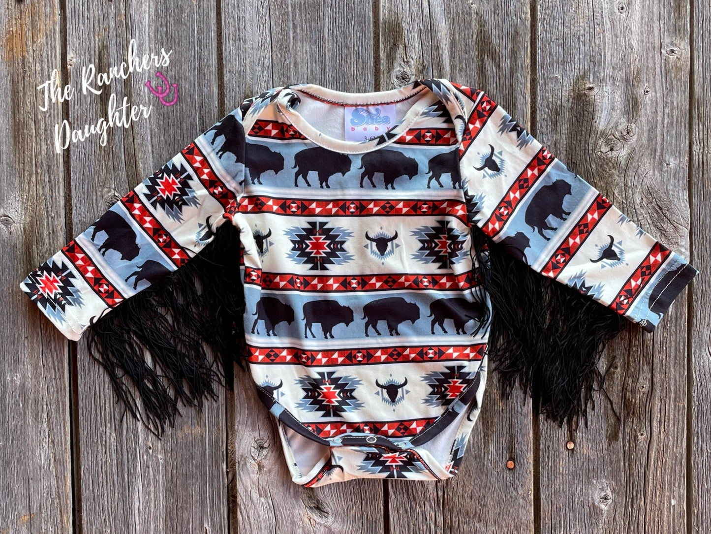 Shea Baby Buffalo Fringe Onesie
