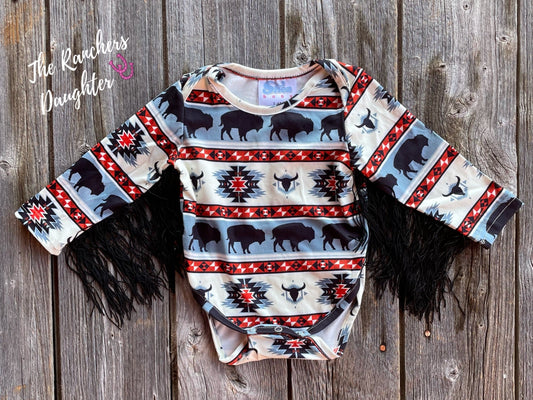 Shea Baby Buffalo Fringe Onesie