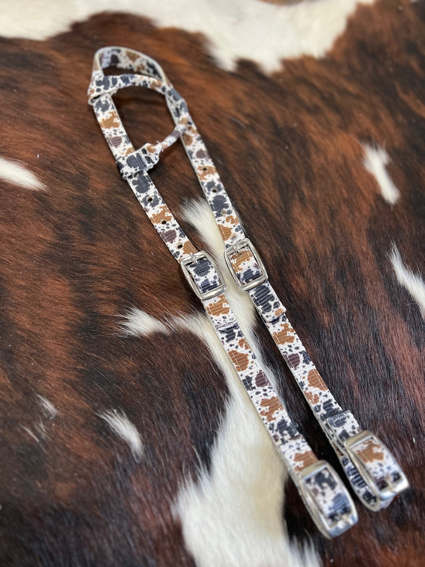 Cowhide/Cow Print Nylon One Ear Headstall
