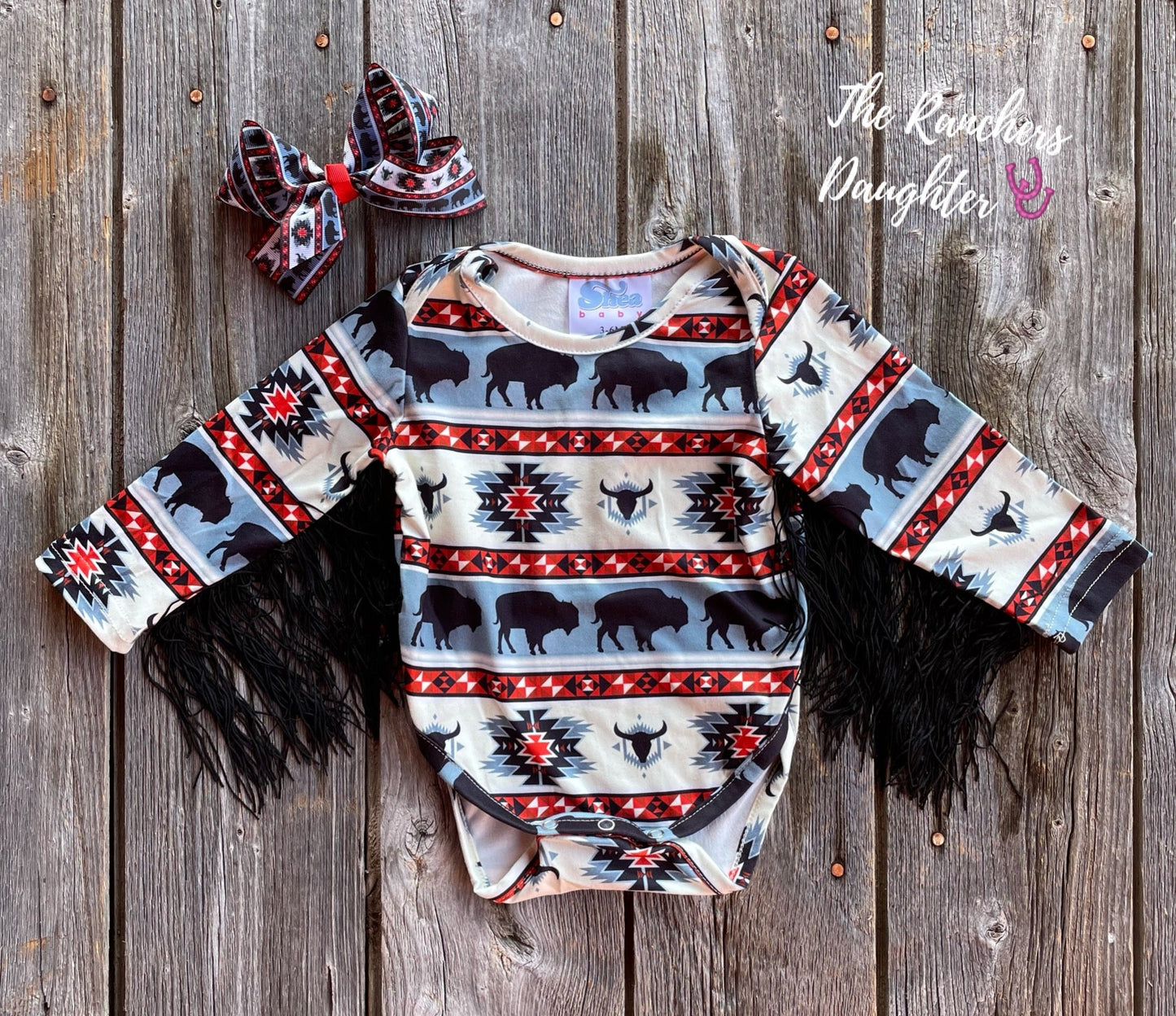 Shea Baby Buffalo Fringe Onesie