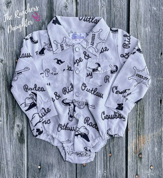 Shea Baby Cowboy Pearl Snap Onesie