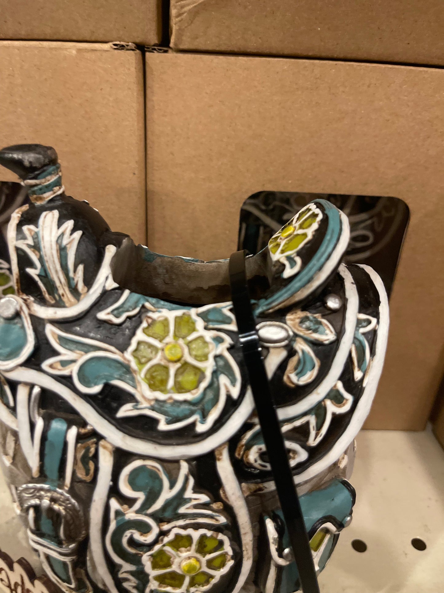 Grey Floral Saddle Vase