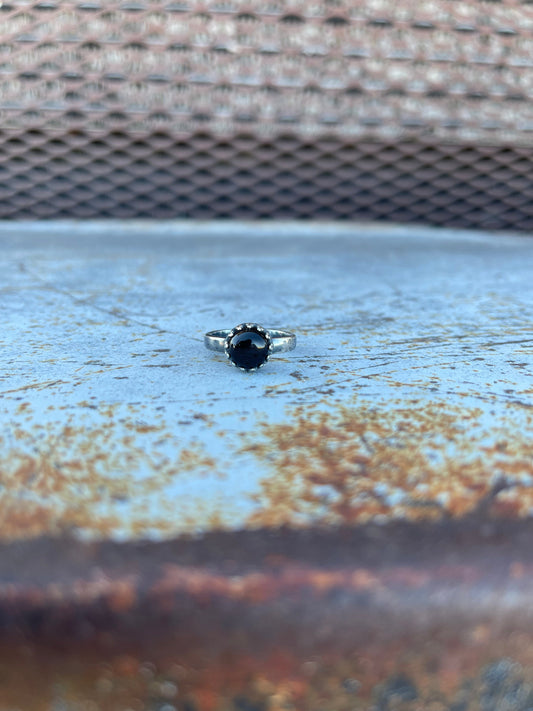 Midnight Valley Handmade Black Onyx and Sterling Silver Ring - Sizw 5