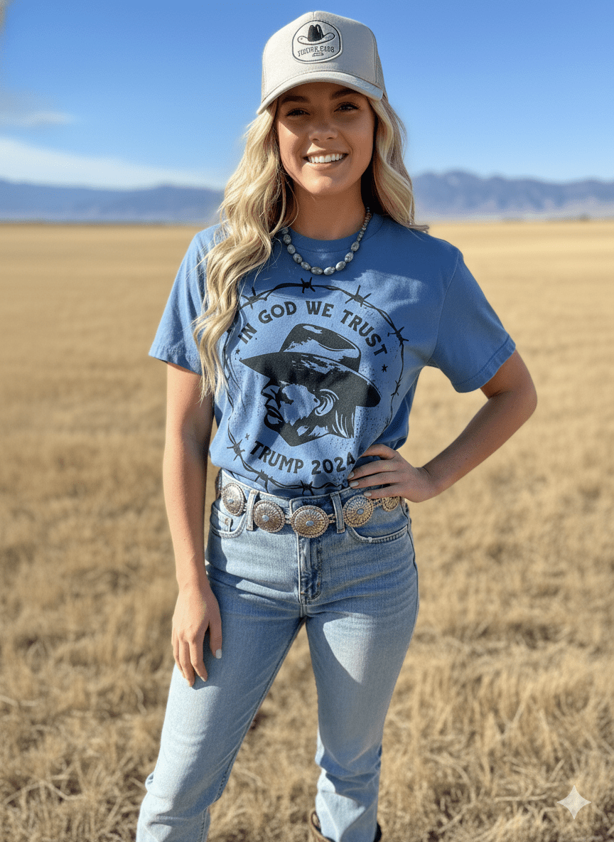 In God We Trust Cowboy Trump Graphic Tee