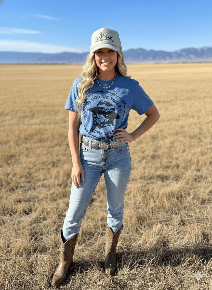 In God We Trust Cowboy Trump Graphic Tee