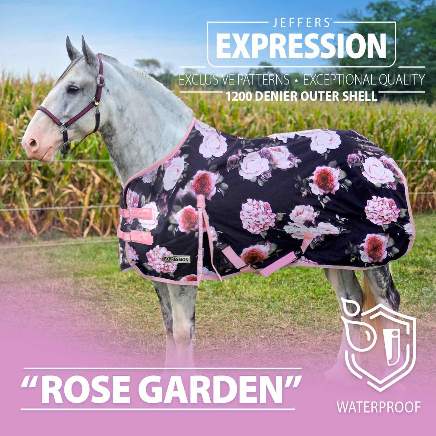 Jeffers Expression 1200D Draft Horse Turnout Blanket, 240 g | Waterproof, Breathable & Safe Design