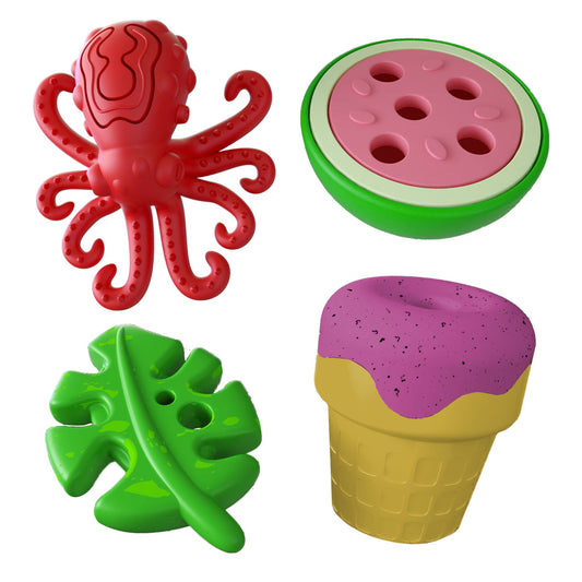 Jeffers Summer Natural Rubber Dog Chew Toys, 4 Pack, Medium