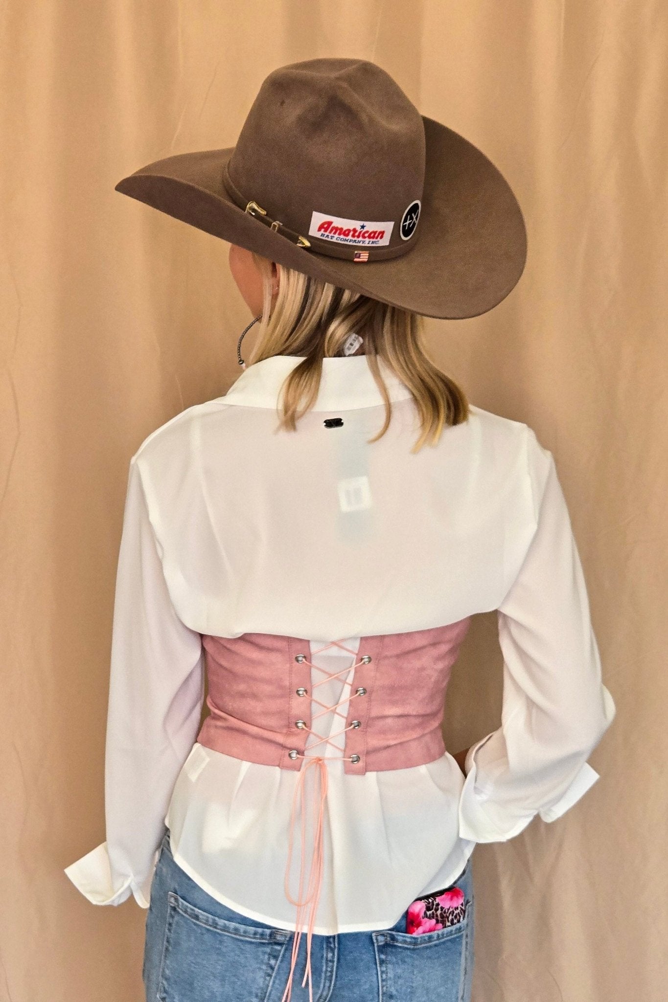 TICTOC "Jolene" Embroidered Western Corset Top — PU Vegan Leather Bandeau with Lace-Up Back (4 Colors)