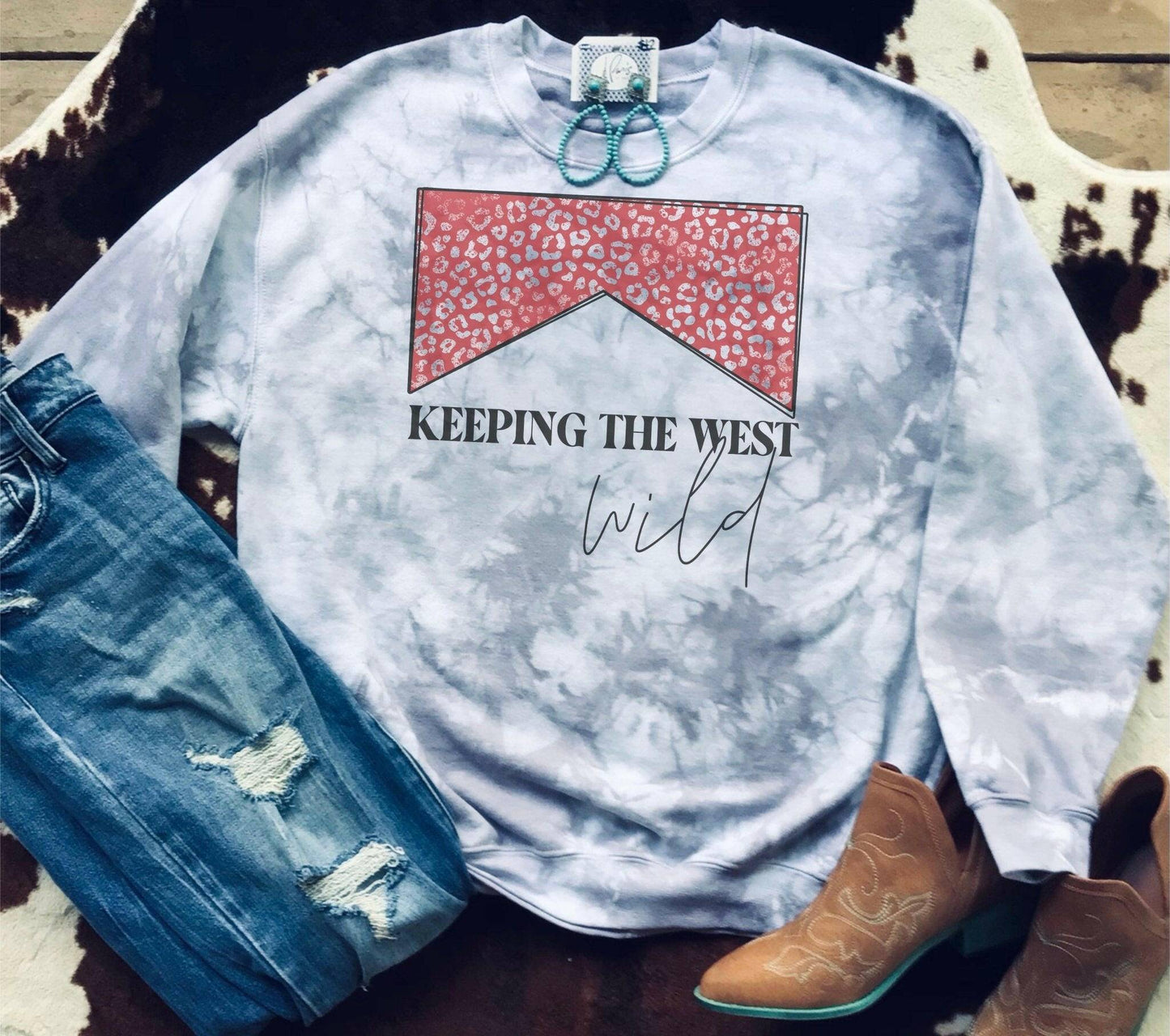 Keeping the West Wild Leopard Western Sweatshirt