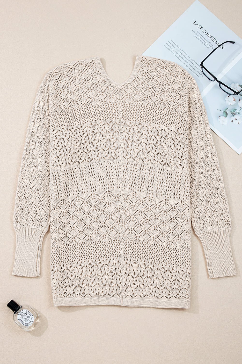 Khaki Knit Open Front Cardigan