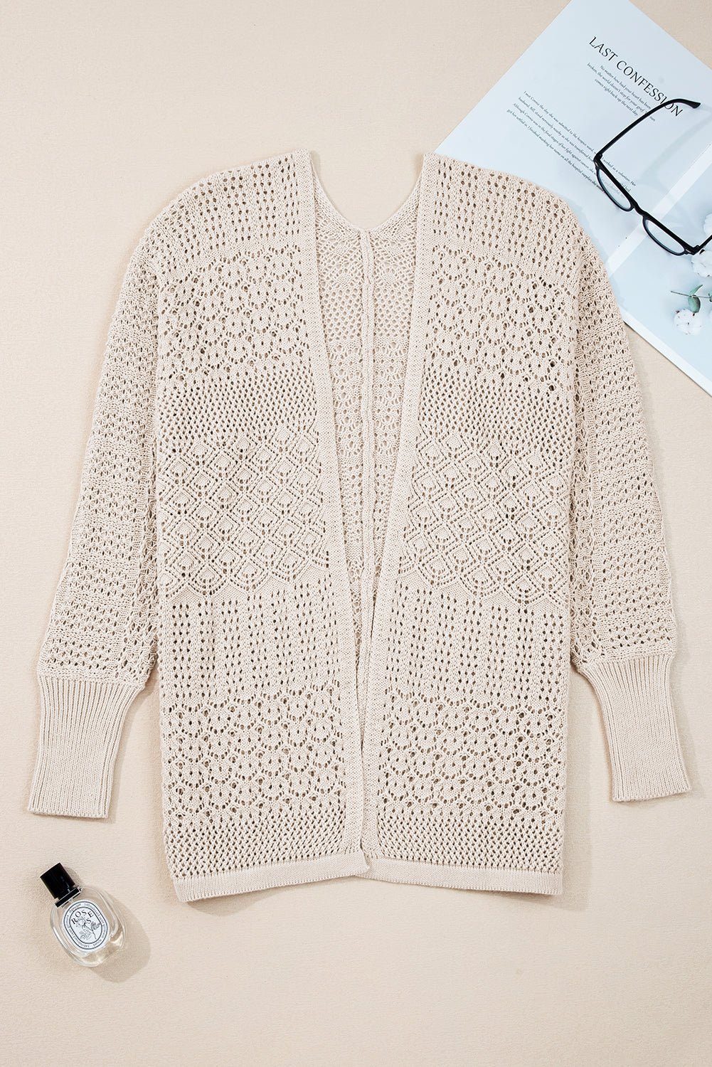 Khaki Knit Open Front Cardigan