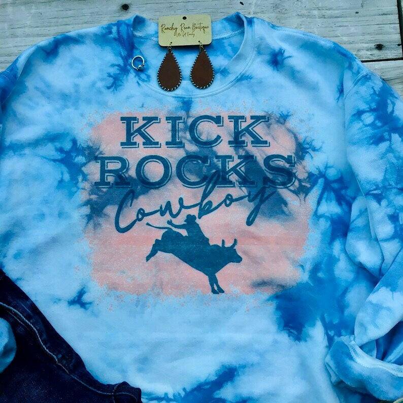 Kick Rock Cowboy Western Dyed Sweatshirt