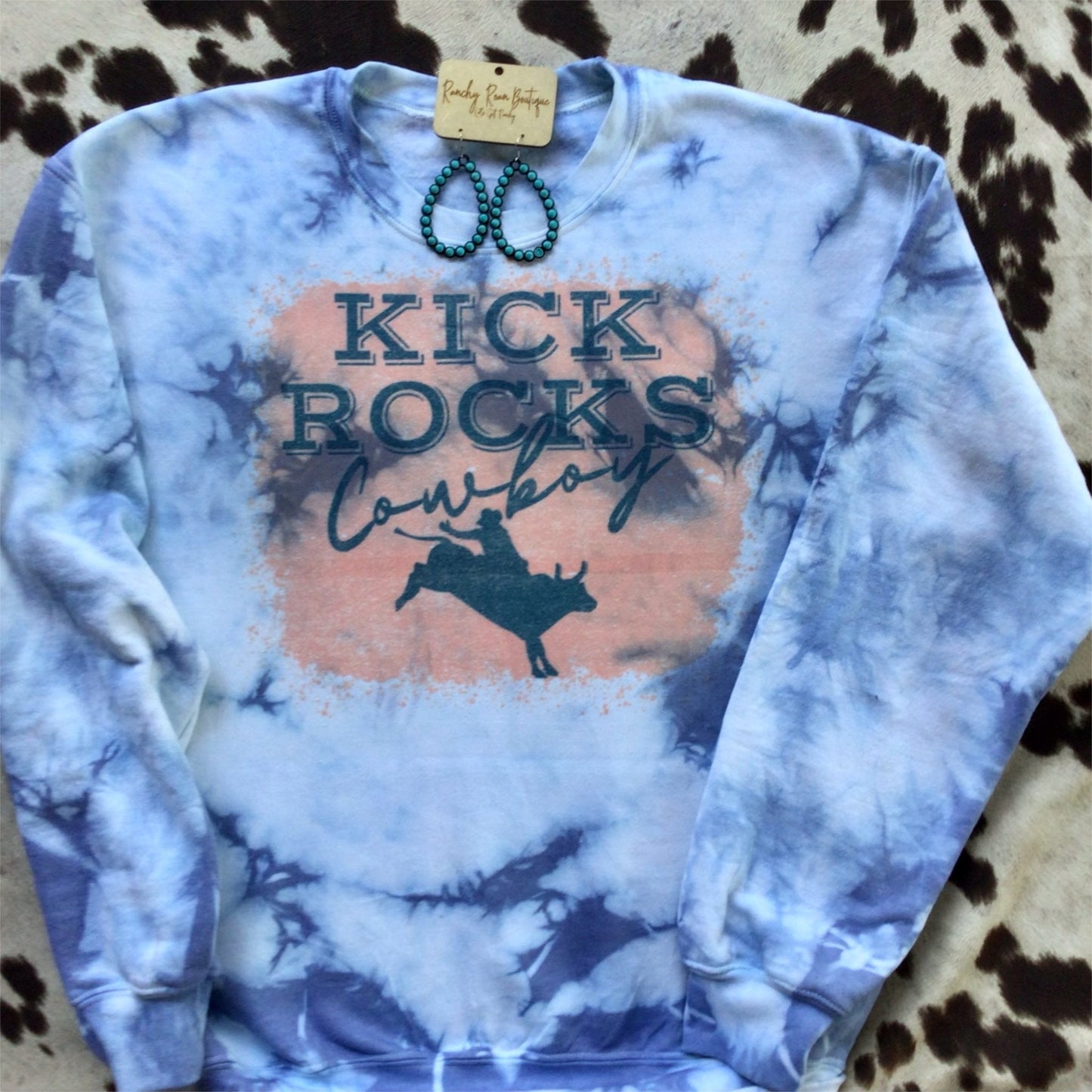 Kick Rock Cowboy Western Dyed Sweatshirt