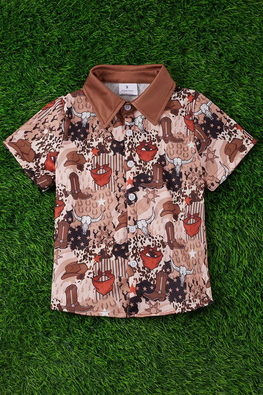 Childs Sheriff horse printed button up shirt.
