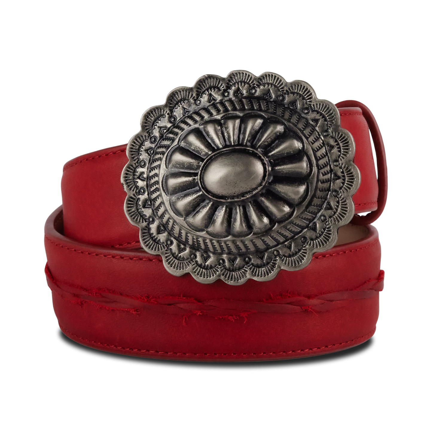 1.5 Woven Belt with Round Buckle-Smoldering Ruby