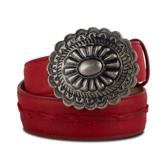 1.5 Woven Belt with Round Buckle-Smoldering Ruby