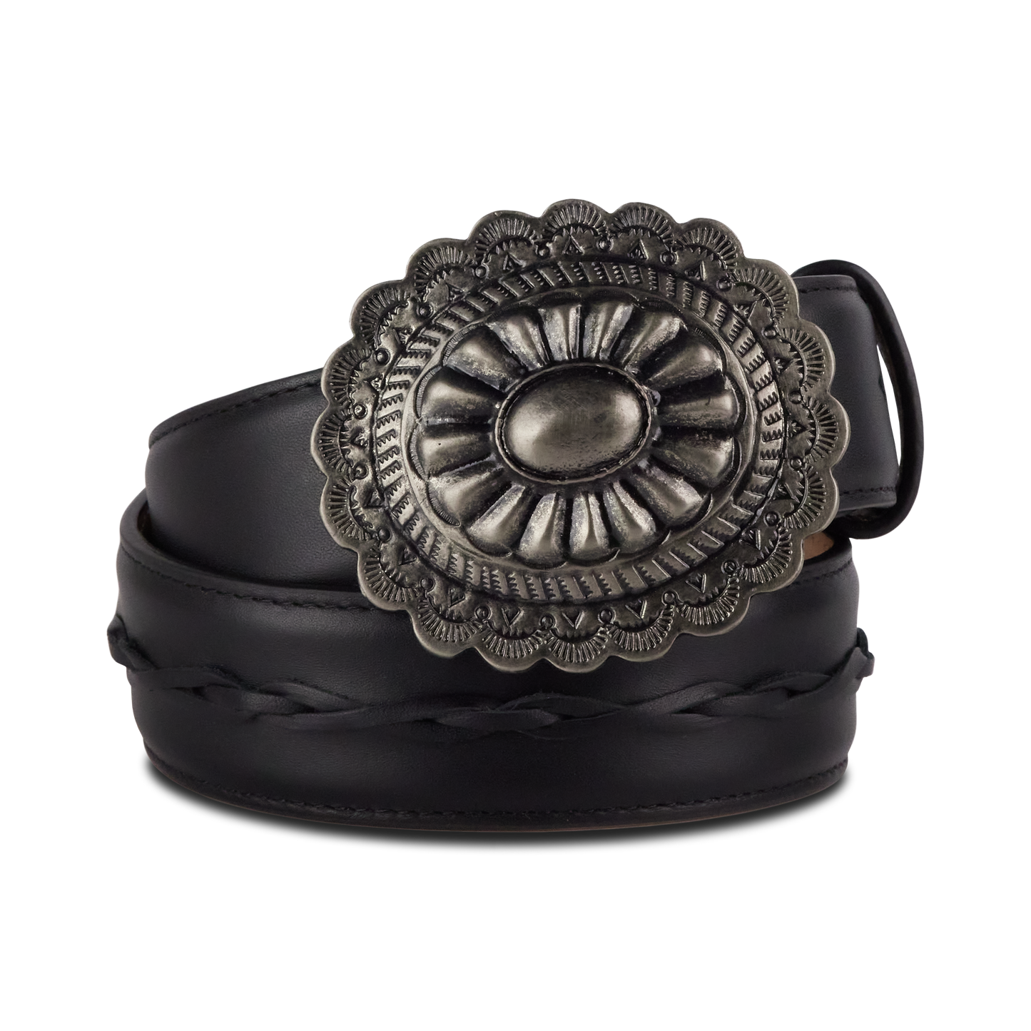 1.5 Woven Belt with Round Buckle-Jet Black