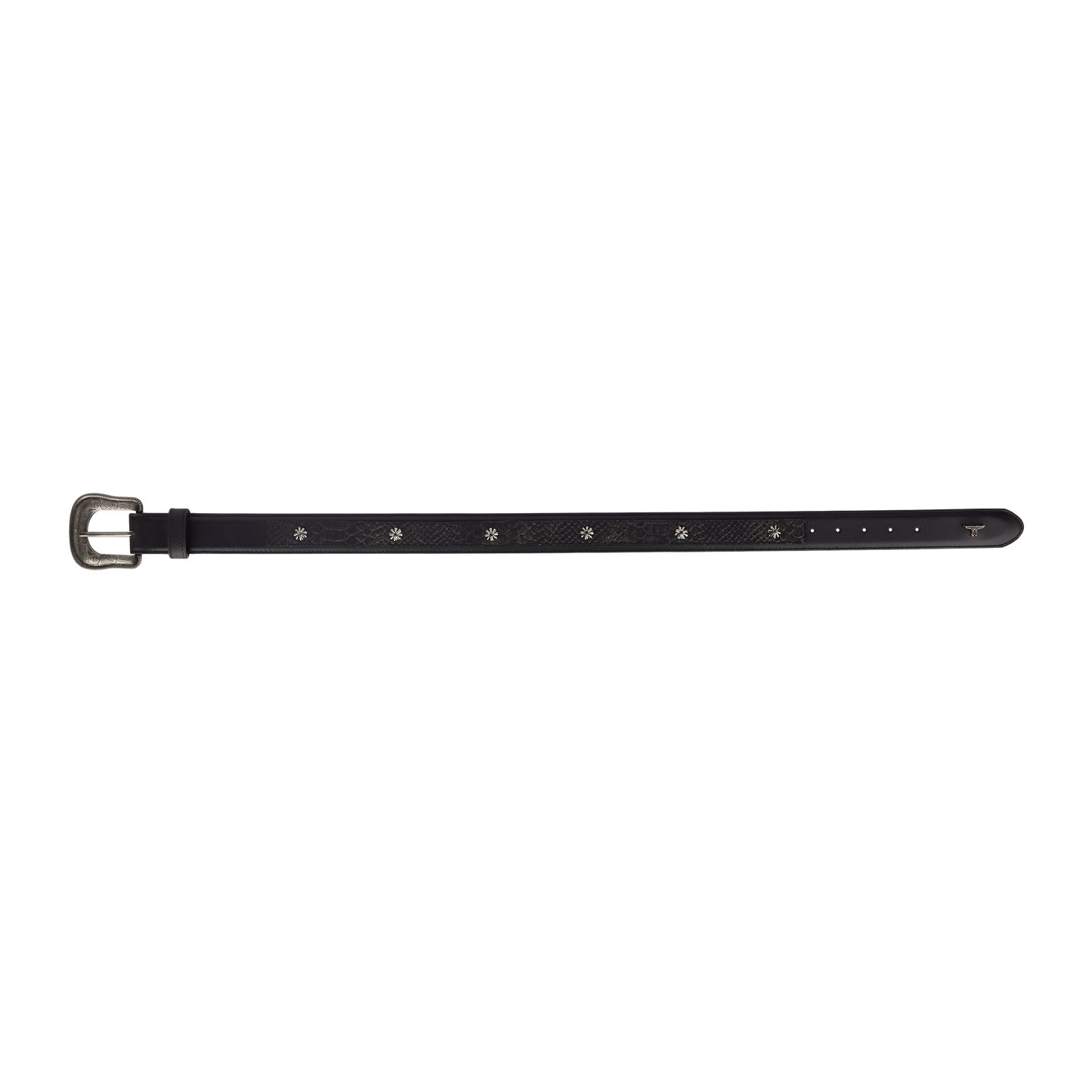 1.5 Overlay Showdown Belt with Conchos and Single Buckle-Jet Black
